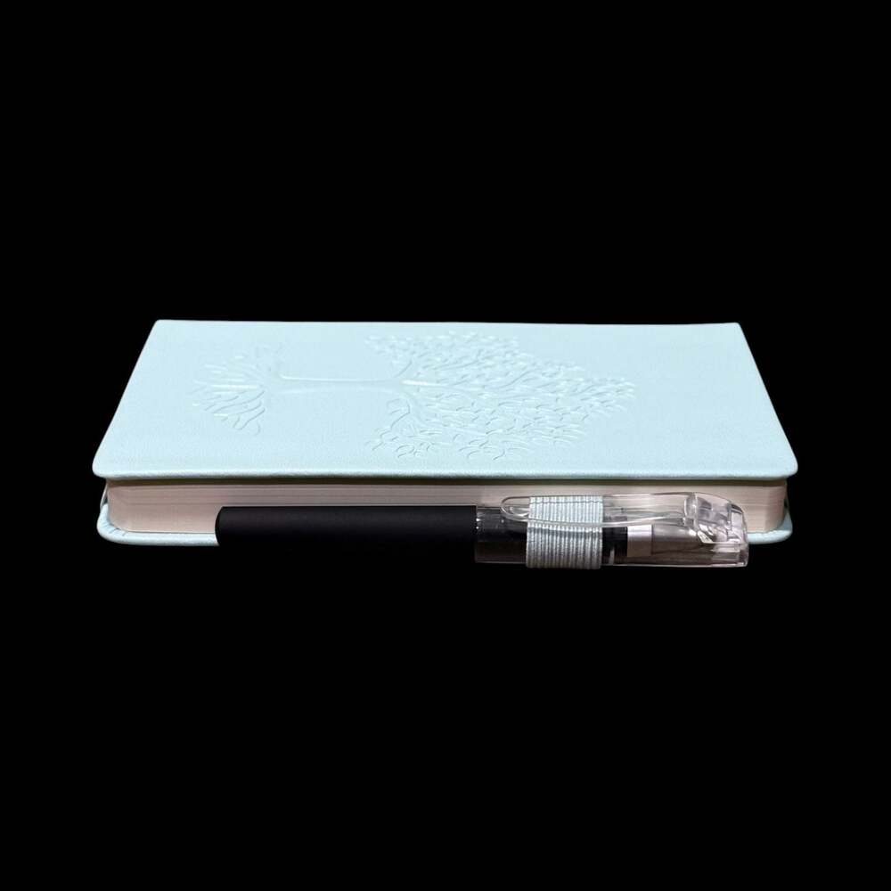 Pastel Blue Tree of Life Embossed Small Hardcover Lined Journal with Pen - Picture 5 of 6